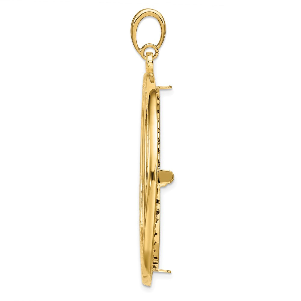 FJC Finejewelers 14 kt Yellow Gold Casted Rope with Bright Edge 34.2mm Prong Coin Bezel Pendant