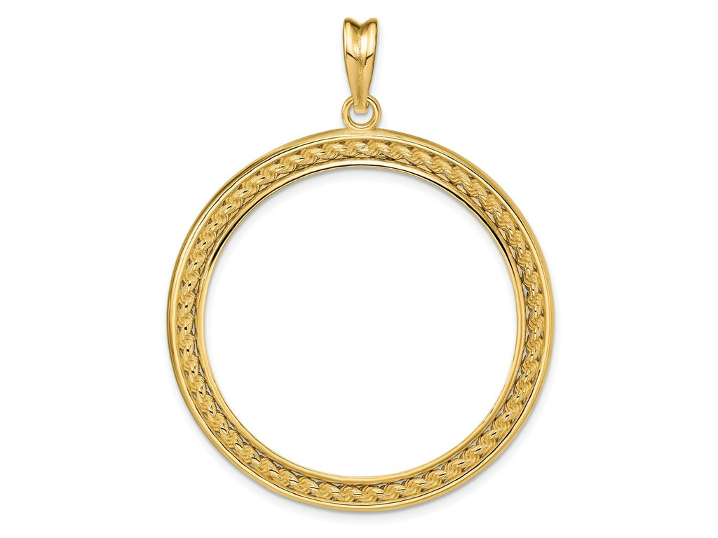 FJC Finejewelers 14 kt Yellow Gold Casted Rope with Bright Edge 34.2mm Prong Coin Bezel Pendant