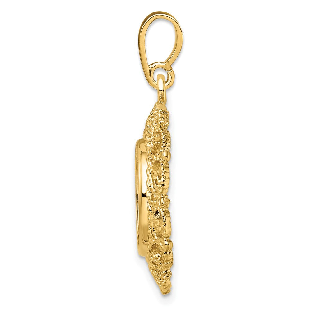 FJC Finejewelers 14 kt Yellow Gold and Textured Victorian 13.0mm Prong Coin Bezel Pendant