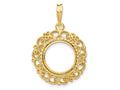 FJC Finejewelers 14 kt Yellow Gold and Textured Victorian 13.0mm Prong Coin Bezel Pendant