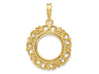 FJC Finejewelers 14 kt Yellow Gold and Textured Victorian 13.0mm Prong Coin Bezel Pendant