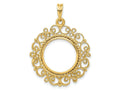 FJC Finejewelers 14 kt Yellow Gold and Textured Victorian 16.5mm Prong Coin Bezel Pendant