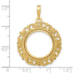 FJC Finejewelers 14 kt Yellow Gold and Textured Victorian 17.8mm Prong Coin Bezel Pendant
