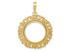 FJC Finejewelers 14 kt Yellow Gold and Textured Victorian 17.8mm Prong Coin Bezel Pendant