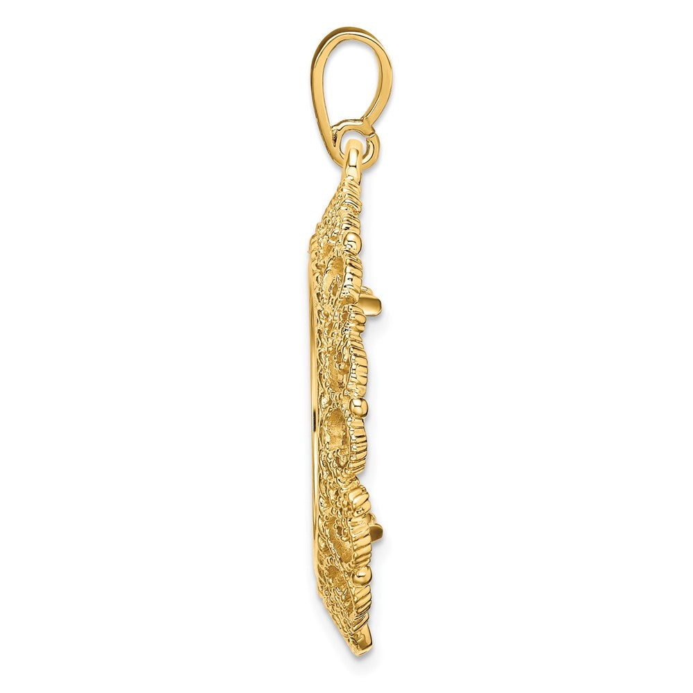FJC Finejewelers 14 kt Yellow Gold and Textured Victorian 19.5mm Prong Coin Bezel Pendant