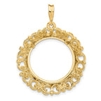 FJC Finejewelers 14 kt Yellow Gold and Textured Victorian 19.5mm Prong Coin Bezel Pendant