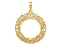FJC Finejewelers 14 kt Yellow Gold and Textured Victorian 19.5mm Prong Coin Bezel Pendant