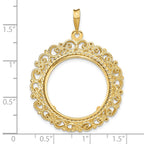 FJC Finejewelers 14 kt Yellow Gold and Textured Victorian 21.6mm Prong Coin Bezel Pendant