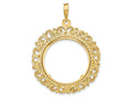 FJC Finejewelers 14 kt Yellow Gold and Textured Victorian 21.6mm Prong Coin Bezel Pendant