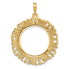FJC Finejewelers 14 kt Yellow Gold and Textured Victorian 22.0mm Prong Coin Bezel Pendant