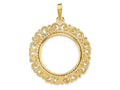 FJC Finejewelers 14 kt Yellow Gold and Textured Victorian 22.0mm Prong Coin Bezel Pendant