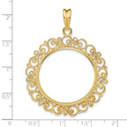 FJC Finejewelers 14 kt Yellow Gold and Textured Victorian 27.0mm Prong Coin Bezel Pendant