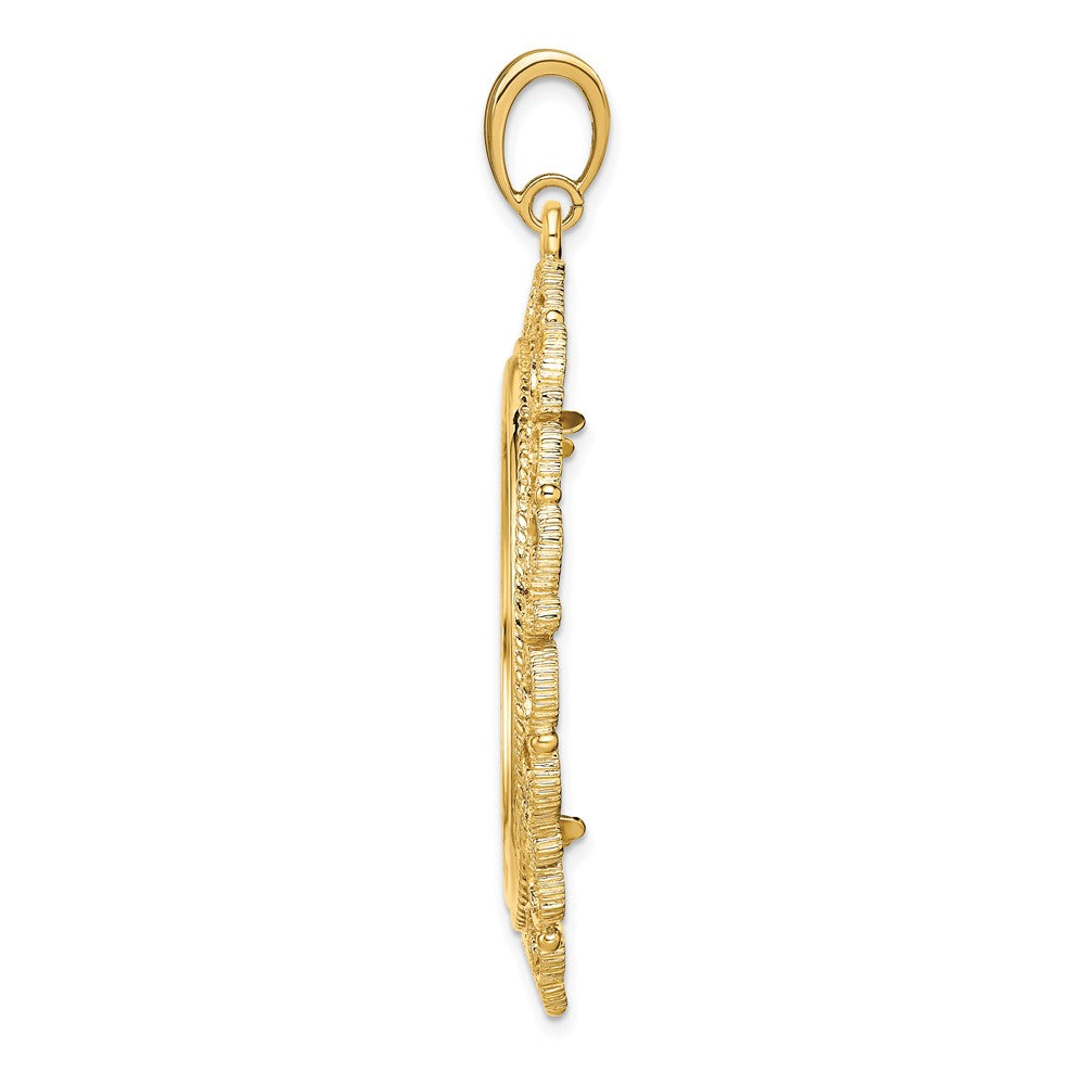 FJC Finejewelers 14 kt Yellow Gold and Textured Victorian 32.0mm Prong Coin Bezel Pendant