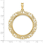 FJC Finejewelers 14 kt Yellow Gold and Textured Victorian 32.0mm Prong Coin Bezel Pendant