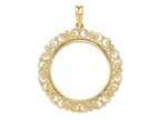 FJC Finejewelers 14 kt Yellow Gold and Textured Victorian 32.0mm Prong Coin Bezel Pendant