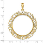 FJC Finejewelers 14 kt Yellow Gold and Textured Victorian 32.7mm Prong Coin Bezel Pendant