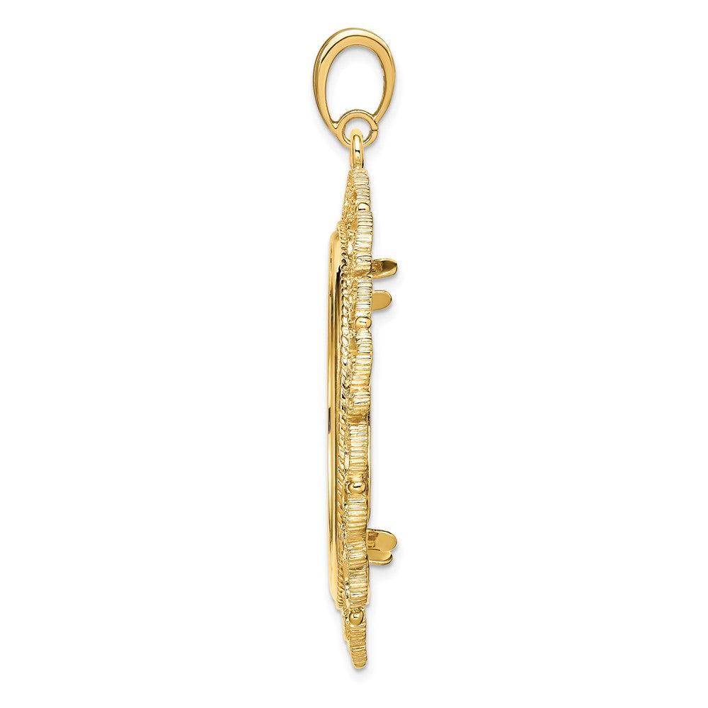 FJC Finejewelers 14 kt Yellow Gold and Textured Victorian 32.7mm Prong Coin Bezel Pendant
