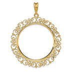 FJC Finejewelers 14 kt Yellow Gold and Textured Victorian 32.7mm Prong Coin Bezel Pendant