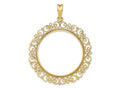 FJC Finejewelers 14 kt Yellow Gold and Textured Victorian 32.7mm Prong Coin Bezel Pendant