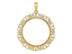 FJC Finejewelers 14 kt Yellow Gold and Textured Victorian 32.7mm Prong Coin Bezel Pendant