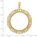 FJC Finejewelers 14 kt Yellow Gold and Textured Victorian 34.2mm Prong Coin Bezel Pendant