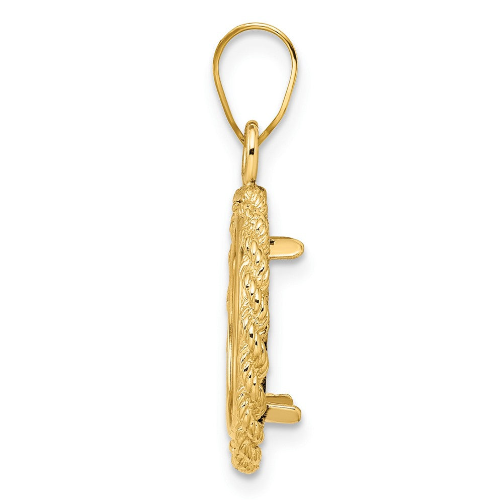 FJC Finejewelers 14 kt Yellow Gold Polished Rope 13.0mm Prong Coin Bezel Pendant