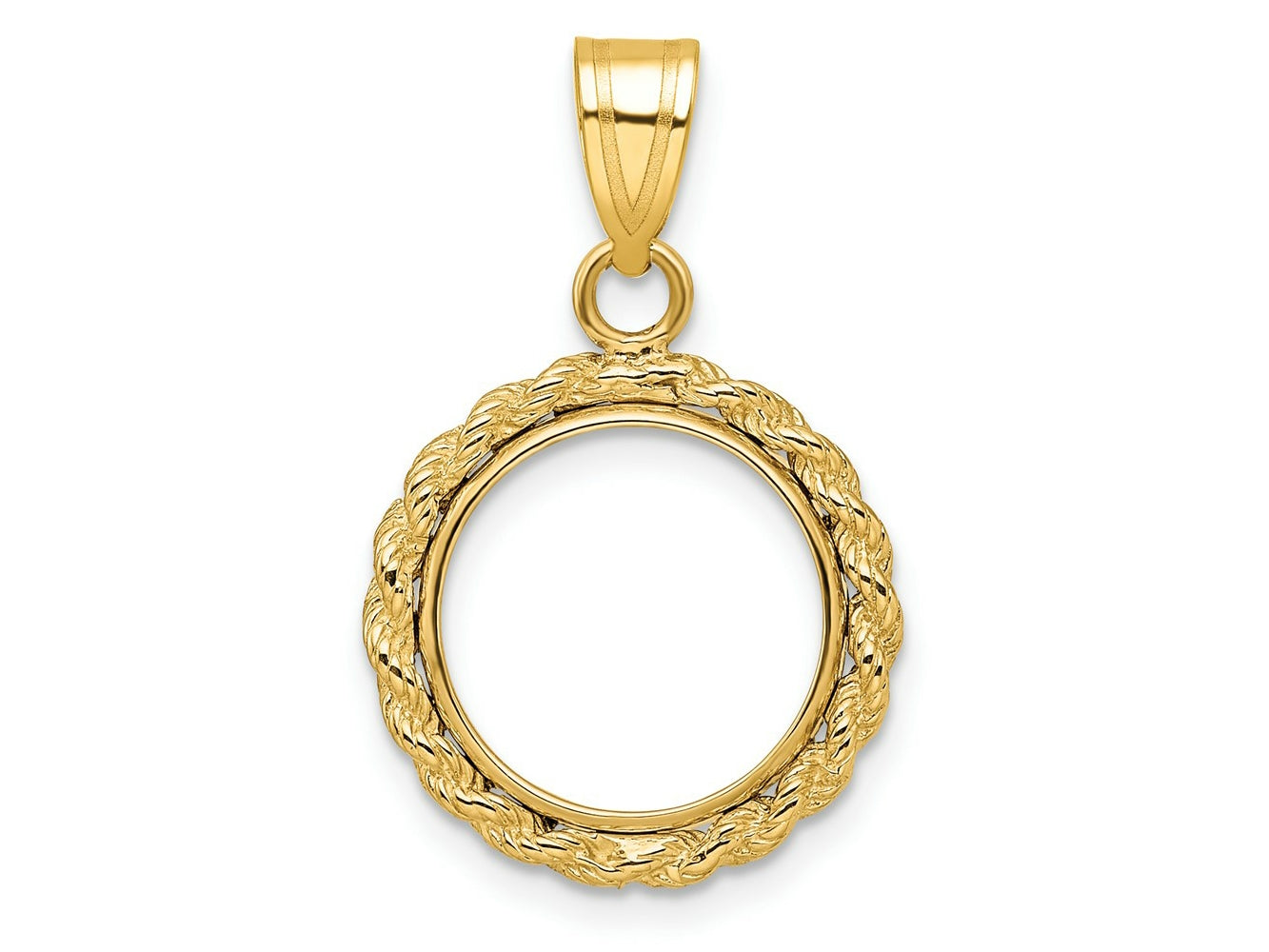 FJC Finejewelers 14 kt Yellow Gold Polished Rope 13.0mm Prong Coin Bezel Pendant
