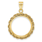FJC Finejewelers 14 kt Yellow Gold Polished Rope 17.8mm Prong Coin Bezel Pendant
