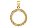 FJC Finejewelers 14 kt Yellow Gold Polished Rope 17.8mm Prong Coin Bezel Pendant