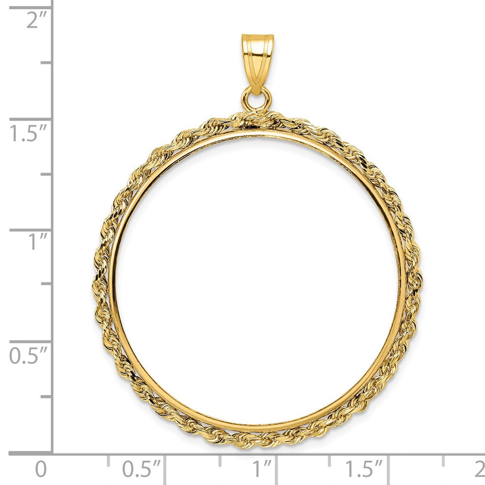 FJC Finejewelers 14 kt Yellow Gold Polished Rope 34.2mm Prong Coin Bezel Pendant