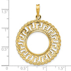 FJC Finejewelers 14 kt Yellow Gold Greek Key with Rope Border 16.5mm Prong Coin Bezel Pendant