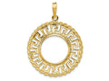 FJC Finejewelers 14 kt Yellow Gold Greek Key with Rope Border 16.5mm Prong Coin Bezel Pendant