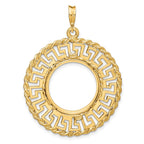 FJC Finejewelers 14 kt Yellow Gold Greek Key with Rope Border 17.8mm Prong Coin Bezel Pendant