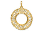 FJC Finejewelers 14 kt Yellow Gold Greek Key with Rope Border 17.8mm Prong Coin Bezel Pendant