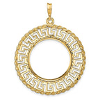 FJC Finejewelers 14 kt Yellow Gold Greek Key with Rope Border 21.6mm Prong Coin Bezel Pendant