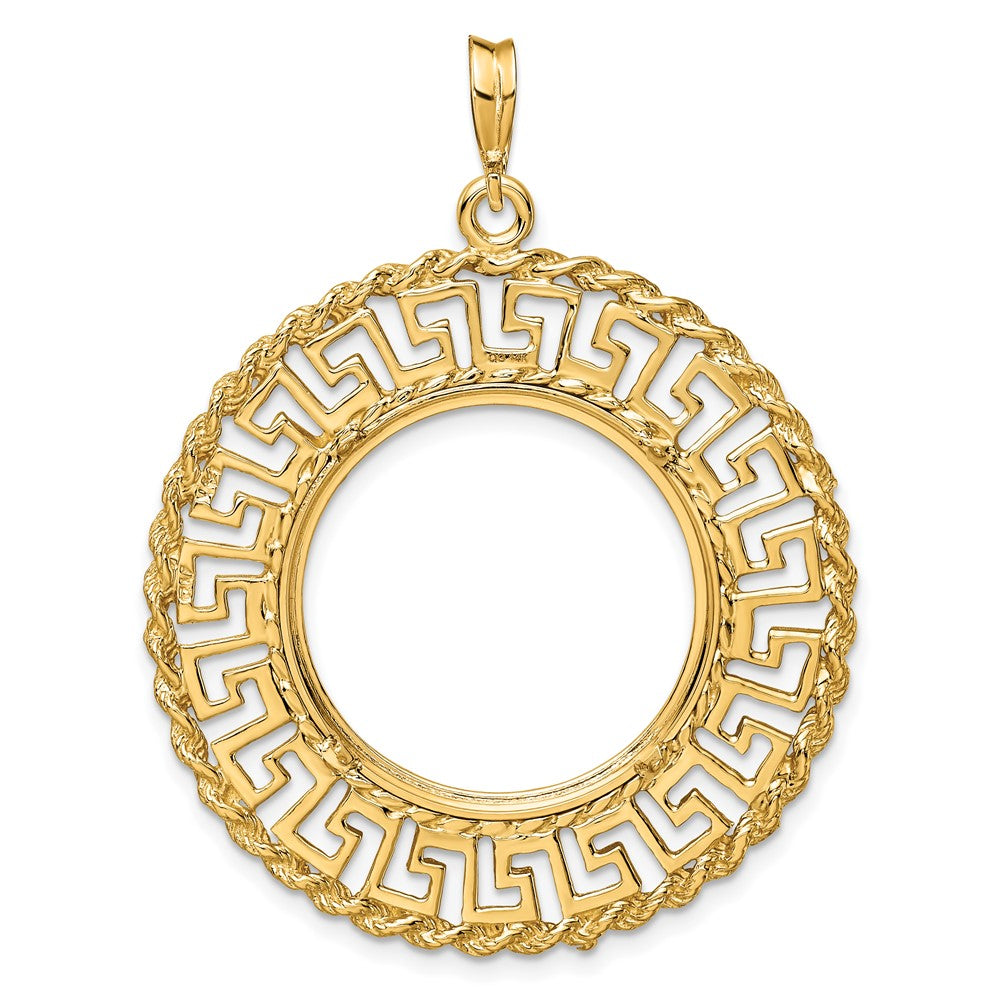 FJC Finejewelers 14 kt Yellow Gold Greek Key with Rope Border 22.0mm Prong Coin Bezel Pendant