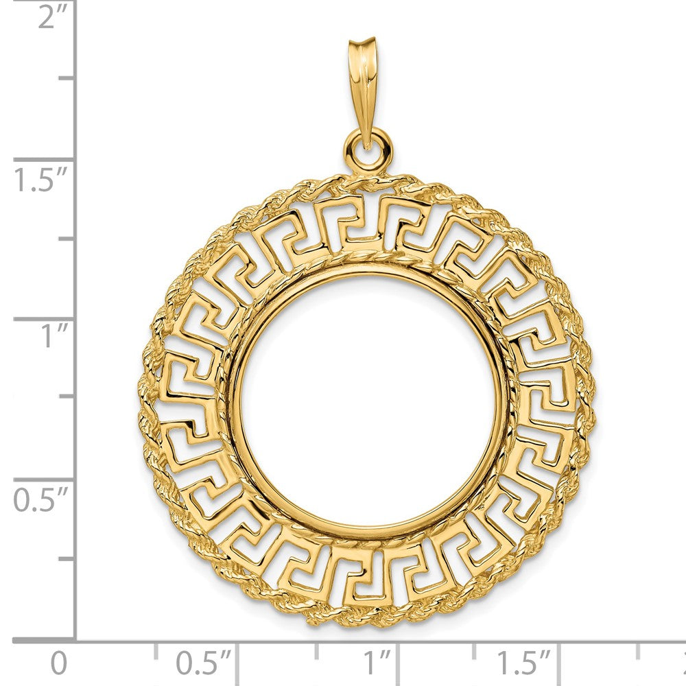 FJC Finejewelers 14 kt Yellow Gold Greek Key with Rope Border 22.0mm Prong Coin Bezel Pendant