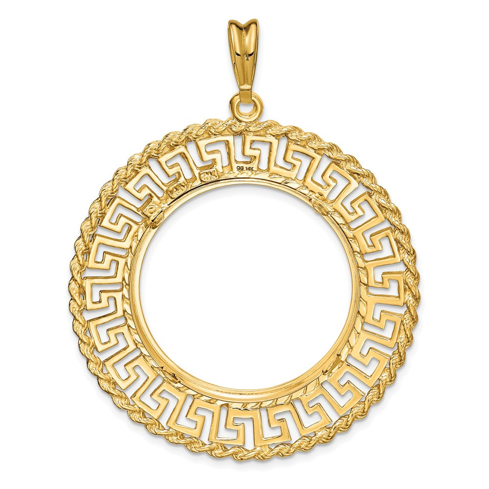 FJC Finejewelers 14 kt Yellow Gold Greek Key with Rope Border 27.0mm Prong Coin Bezel Pendant