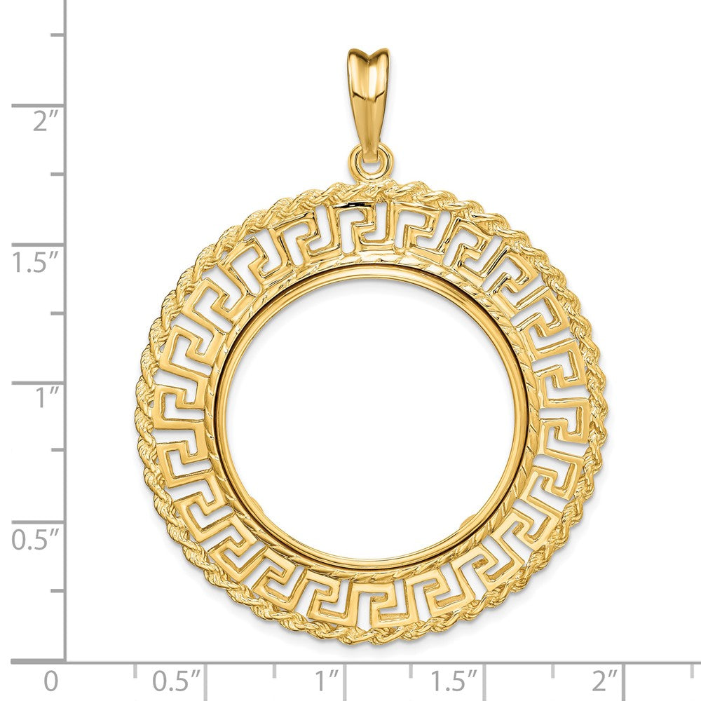 FJC Finejewelers 14 kt Yellow Gold Greek Key with Rope Border 27.0mm Prong Coin Bezel Pendant