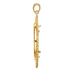 FJC Finejewelers 14 kt Yellow Gold Greek Key with Rope Border 32.7mm Prong Coin Bezel Pendant