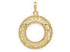 FJC Finejewelers 14 kt Yellow Gold Scroll Design with Rope Edge 17.8mm Prong Coin Bezel Pendant