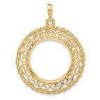 FJC Finejewelers 14 kt Yellow Gold Scroll Design with Rope Edge 21.6mm Prong Coin Bezel Pendant