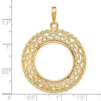 FJC Finejewelers 14 kt Yellow Gold Scroll Design with Rope Edge 21.6mm Prong Coin Bezel Pendant