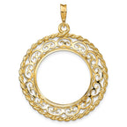 FJC Finejewelers 14 kt Yellow Gold Scroll Design with Rope Edge 22.0mm Prong Coin Bezel Pendant