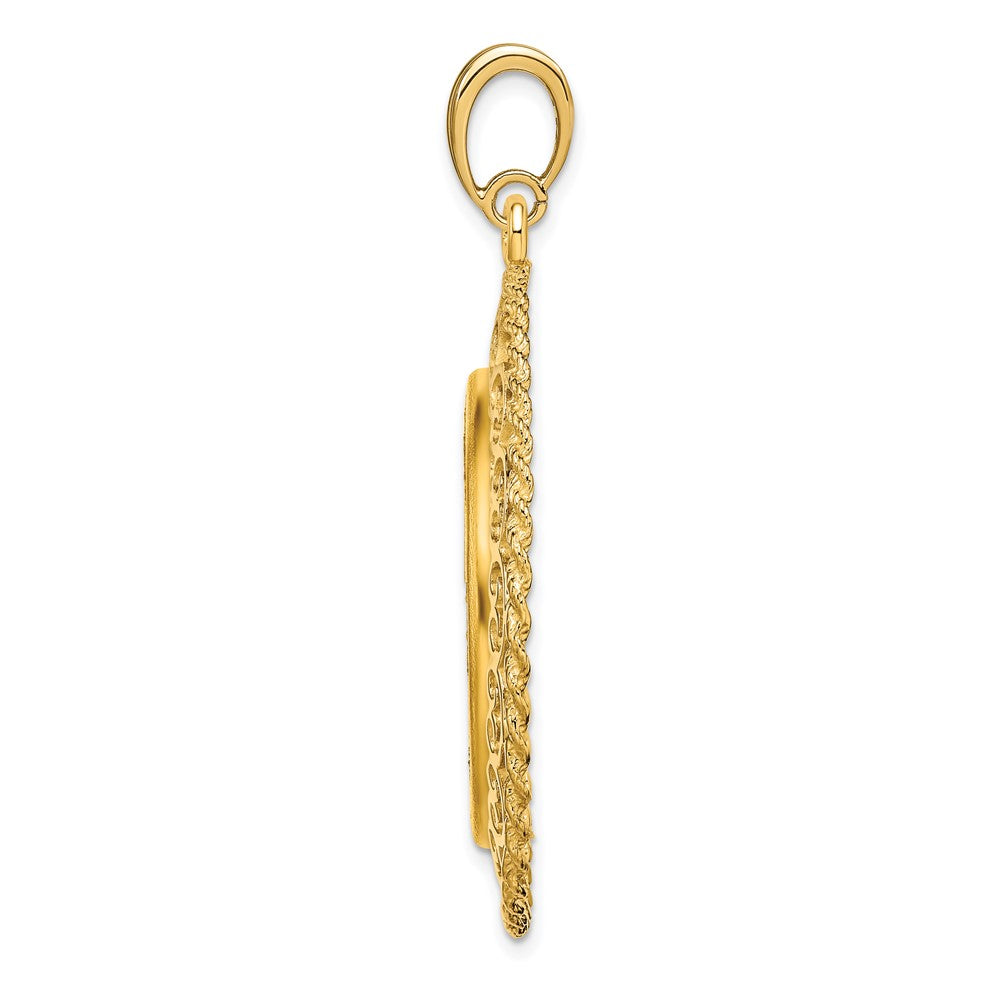 FJC Finejewelers 14 kt Yellow Gold Scroll Design with Rope Edge 27.0mm Prong Coin Bezel Pendant