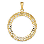 FJC Finejewelers 14 kt Yellow Gold Scroll Design with Rope Edge 27.0mm Prong Coin Bezel Pendant