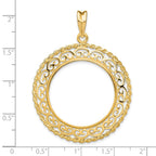 FJC Finejewelers 14 kt Yellow Gold Scroll Design with Rope Edge 27.0mm Prong Coin Bezel Pendant