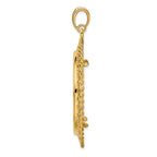 FJC Finejewelers 14 kt Yellow Gold Scroll Design with Rope Edge 32.7mm Prong Coin Bezel Pendant