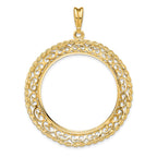 FJC Finejewelers 14 kt Yellow Gold Scroll Design with Rope Edge 32.7mm Prong Coin Bezel Pendant