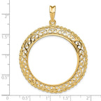 FJC Finejewelers 14 kt Yellow Gold Scroll Design with Rope Edge 32.7mm Prong Coin Bezel Pendant